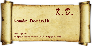 Komán Dominik névjegykártya